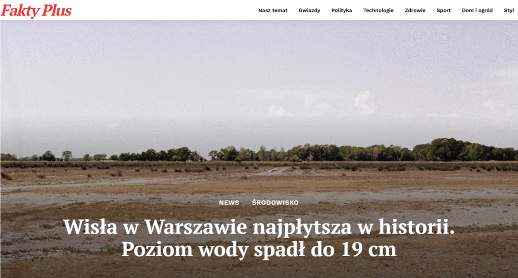 Wisła w Warszawie – rekordowo niski poziom wody w 2025 roku