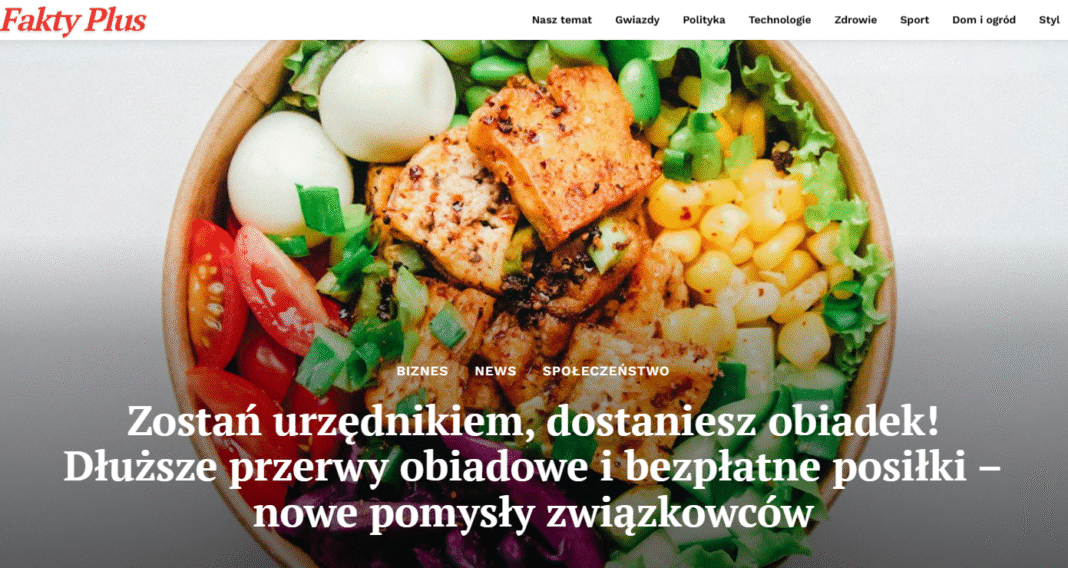 Bezpłatne posiłki dla urzędników – przerwa obiadowa (zrzut ekranu)