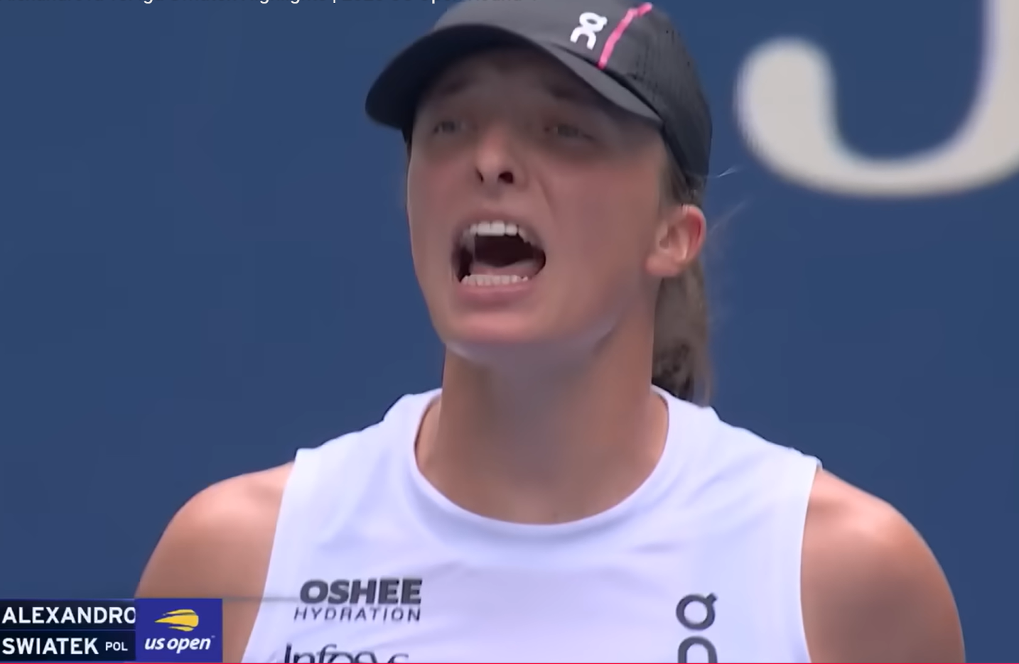 kadr z meczu Igi Świątek/usopen.org