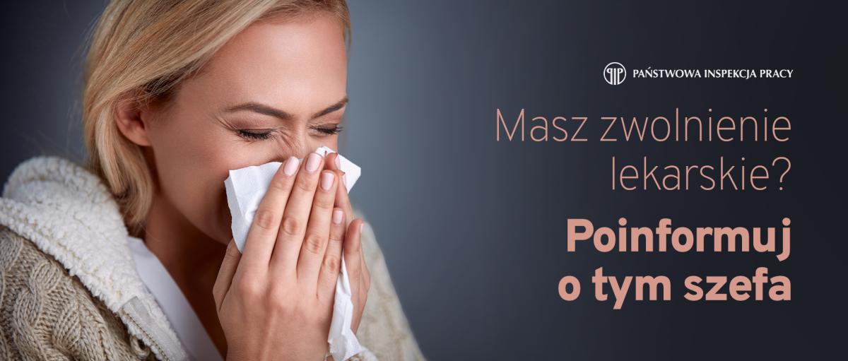 kobieta dmuchająca w chusteczkę do nosa/ PIP